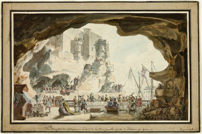 Ziyafet ile Grotta di Palazzo manzarası by Louis-Jean Desprez