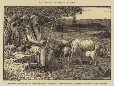 David tarlalarda arp çalıyor by Louis John Rhead
