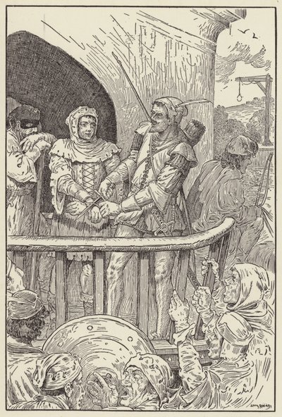 Küçük John alelacele Will Stutelys tahvillerini kesti by Louis John Rhead