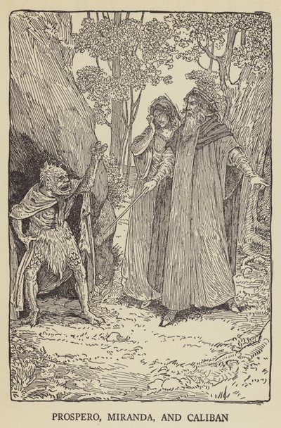 Prospero, Miranda ve Caliban by Louis John Rhead