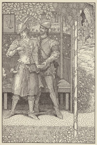 Robin Hood ve Marian çardaklarında by Louis John Rhead