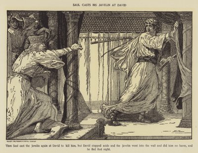 Saul ciritini Davut'a atıyor by Louis John Rhead