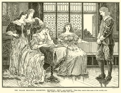 Saray Güzel, Sağduyu, Sağduyu, Dindarlık ve Hayırseverlik (gravür) by Louis John Rhead