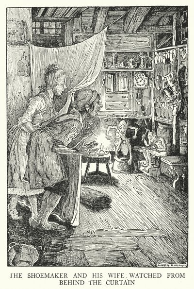 Ayakkabıcı ve karısı perdenin arkasından izlediler (taş) by Louis John Rhead