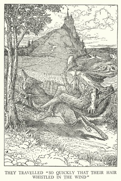 "O kadar hızlı ki saçları rüzgarda ıslık çaldı" (lito) by Louis John Rhead
