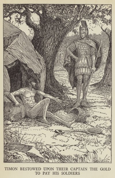 Timon, askerlerine ödemesi için kaptanlarına altın verdi by Louis John Rhead