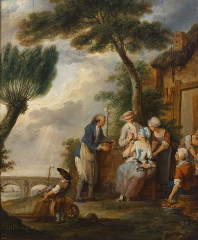 Bahçıvan veya nişan (tuval üzerine yağlı boya) by Louis Joseph (1731 98) Watteau