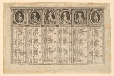 1778 yılının ikinci yarısı için Almanak by Louis Joseph Mondhare