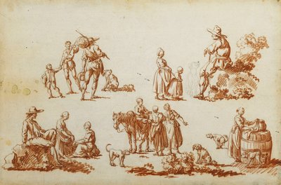 Figür ve Hayvan Çalışmaları, by Francois Louis Joseph Watteau