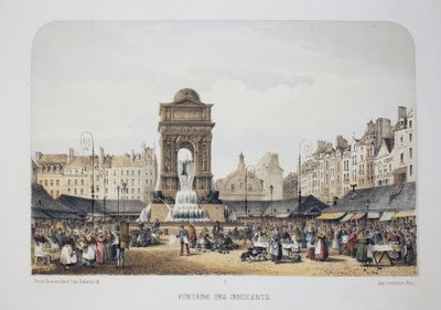 Masumlar Çeşmesi (Periler Çeşmesi), Paris. Litografi suluboya, Arnout
