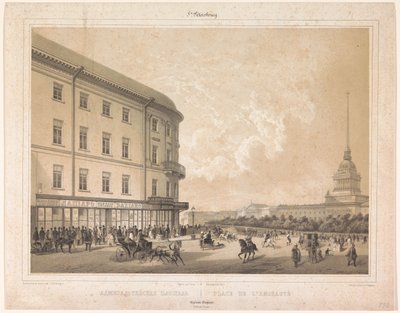 Gezicht op het Admiraliteitsplein te Sint-Petersburg Place de l'amirauté / Admiralty Meydanı (nesne üzerindeki başlık) by Louis Julien Jacottet