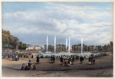 Parc de Versailles: Ejderhanın Su Parçası - Jacottet ve Benoist tarafından tasarlanan “Promenade dans Paris et ses environs”ta, c. 1840 by Louis Julien Jacottet
