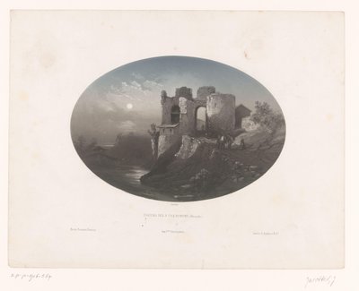 Dört Heemskinderen kalesinin kalıntılarının görünümü Château des 4 fils Aymond (Gironde) (nesne üzerindeki başlık) by Louis Julien Jacottet
