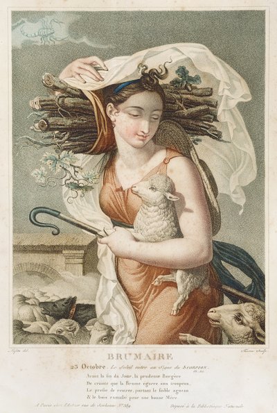 Brumaire (EkimKasım), Cumhuriyet Takviminin ikinci ayı, Tresca tarafından oyulmuş, Fransızca, c.1794 (gravür) by Louis Lafitte