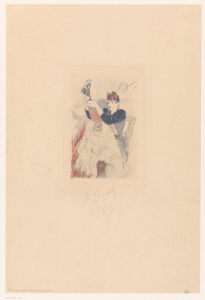 Cancan dansçısı esneklik egzersizi yapıyor Brisement assis (seule) (nesne üzerindeki başlık) by Louis Legrand (signed by artist)