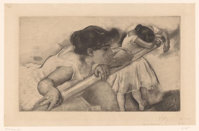 Bir bale barında iki balerin En nage (nesne üzerindeki başlık) Genç balerinler (dizi adı) Les Petites du bale (dizi başlığı) by Louis Legrand (signed by artist)