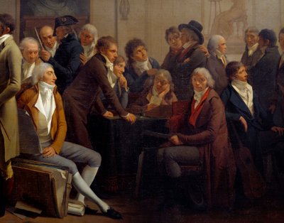 Ressam Jean Baptiste Isabey'in (1767-1855) atölyesinde buluşan sanatçılar: Anne Louis Girodet de Roucy-Trioson (Anne-Louis Girodet de Roucy Trioson) by Louis Leopold Boilly