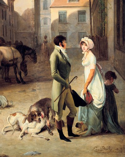 Bir Sahne Antrenörünün Terminale Gelişi, detay by Louis Leopold Boilly