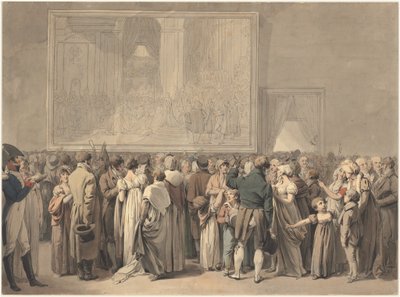 Louvre Salonunda Halk, "Kutsal" Tablosunu Görüntülerken, 1808'de başladı (kalem, mürekkep ve sulu boya) by Louis Leopold Boilly