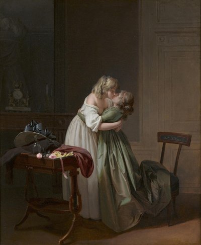 Öpüşen İki Genç Kadın, c. 1790-1794 (tuval üzerine yağlı boya) by Louis Leopold Boilly