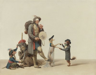 Dans Eden Köpeklerle Bir Hayvan Eğitmeni, Bir Ayı ve Maymun, Boilly, Louis-Leopold (1761-1845). Tuval üzerine yağlı boya, ebat: 32,4x40,6 cm - Özel Koleksiyon by Louis Leopold Boilly