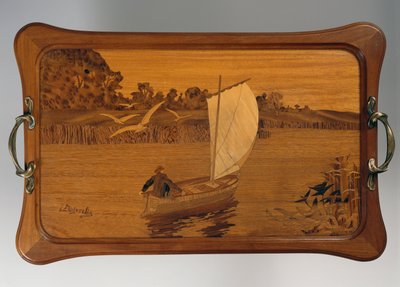 Göl sahneli tepsi, Louis Majorelle (1859-1926), ahşap, Fransa, 20. yüzyıl by Louis Majorelle