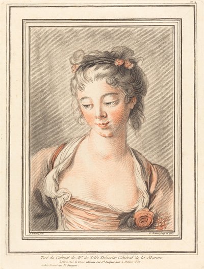 Aşağıya Bakan Genç Bir Kadının Büstü, 1773 veya sonrası. by Louis Marin Bonnet