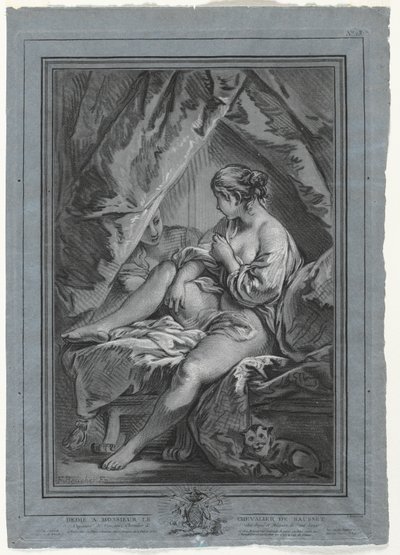 Yatakta Oturan Genç Kadın, 1764-1767. by Louis Marin Bonnet