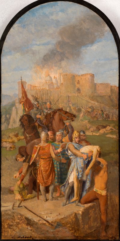 Saint-Sulpice kilisesi için eskiz: Saint Louis vebayı gömer..., 1864 ve 1870 yılları arasında. by Louis Matout