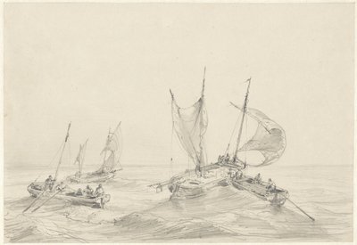 balıkçı gemileri ile deniz by Louis Meijer