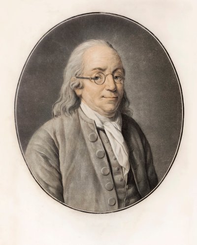 Benjamin Franklin. Portre (gravür) by Louis Michel van (after) Loo