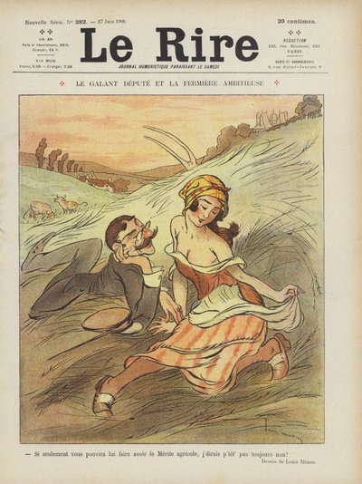 Cesur Milletvekili ve hırslı Çiftlik kızı. Le Rire için İllüstrasyon by Louis Morin