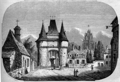 Mimari: Saint Julien kapısının görünümü (1460-1483), Arka planda, Gotik kilise Notre Dame des Marais