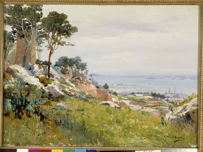 Louis Nttero'nun (1875-1915) Madrague tablosunun tepelerinden Friuli Adaları'na bakış by Louis Nattero