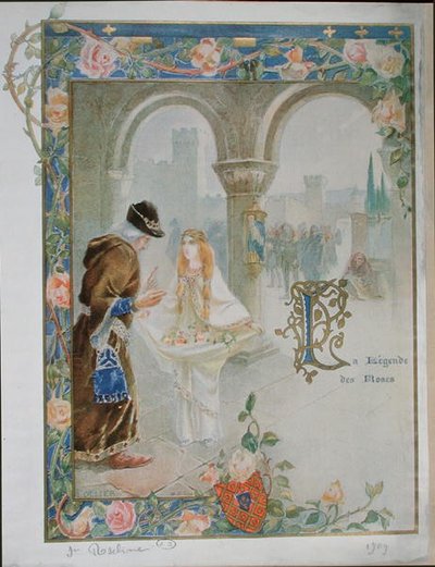 Villeneuve Aziz Rosalina (1267-1329) c.1900 (renkli taş) by Louis Ollier