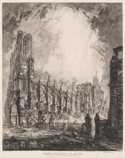 Reims Katedrali ve Başpiskopos Sarayı Harabeleri by Louis Orr