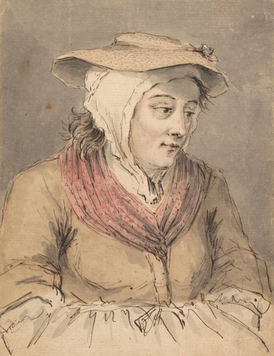 Bir Balıkçı Kadın, Elleri Önlüğün Altında by Louis Philippe Boitard