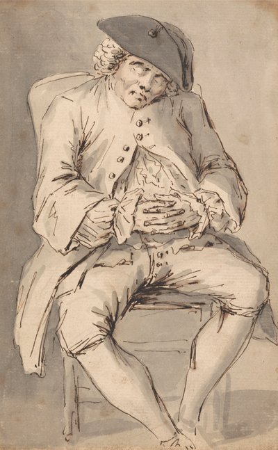 Elleri Sandalyede Bağdaştırılmış Uyuyan Bir Adam by Louis Philippe Boitard