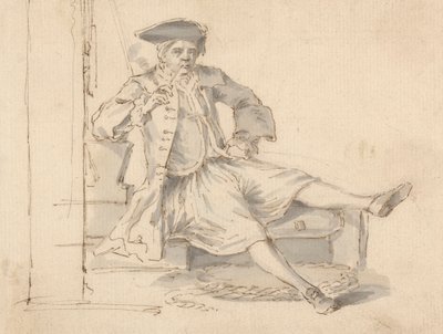 Deniz Subayı oturmuş Sigara içiyor by Louis Philippe Boitard