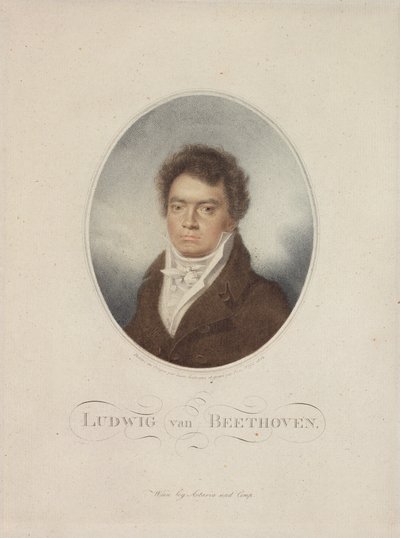 Lugwig van Beethoven (1770-1827), Blasius Hofel (1792-1863) 1814 (mezzotint) tarafından oyulmuş by Louis Rene Letronne