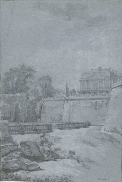 Parkın görünümü ve Saint-Cloud kalesinin bir kanadı by Louis Rolland Trinquesse