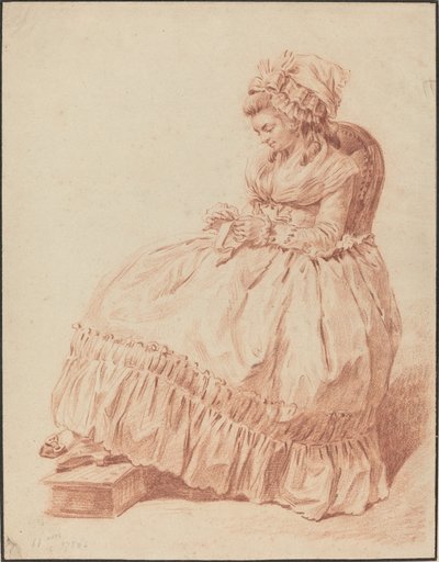 Oturan Kadın Dikiş by Louis Rolland Trinquesse