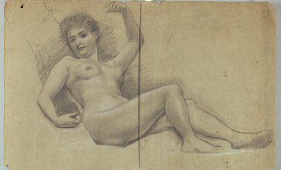 Yatan Çıplak Figür Çalışması by Louis Schaettle