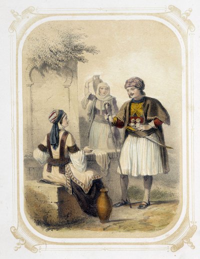 Yunanistan sakinleri - Louis Lassalle tarafından resmedilen “Genç Gezginin Albümü”nde by Louis Simon Lassalle