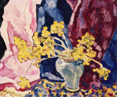 Mavi Vazo, Sarı Çiçekler ve Perdeler, 1938 dolayları (tuval üzerine yağlı boya) by Louis Valtat