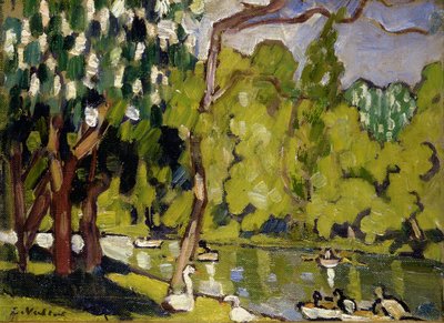 Bois de Boulogne'daki gölde tekneler by Louis Valtat