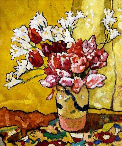 Vazo, Laleler ve Beyaz Çiçekler by Louis Valtat
