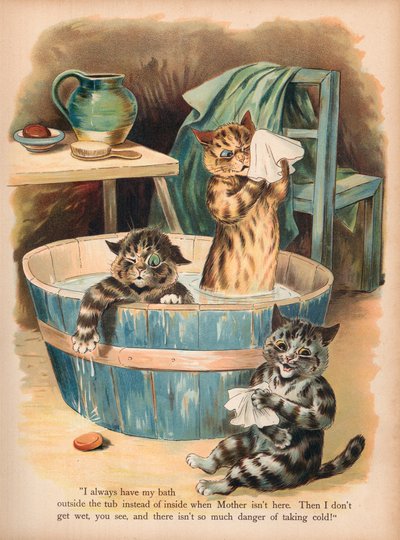 Louis Wain Kedileri (kromolitho) by Louis Wain