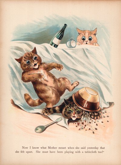 Louis Wain Kedileri (kromolitho) by Louis Wain