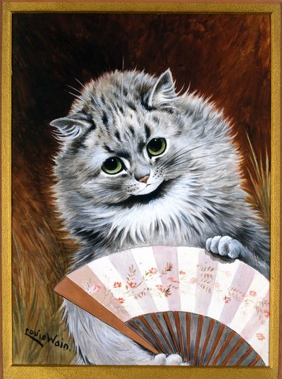 Yelpaze ile Flört (suluboya) by Louis Wain